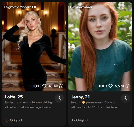 AI girlfriend chat interface example